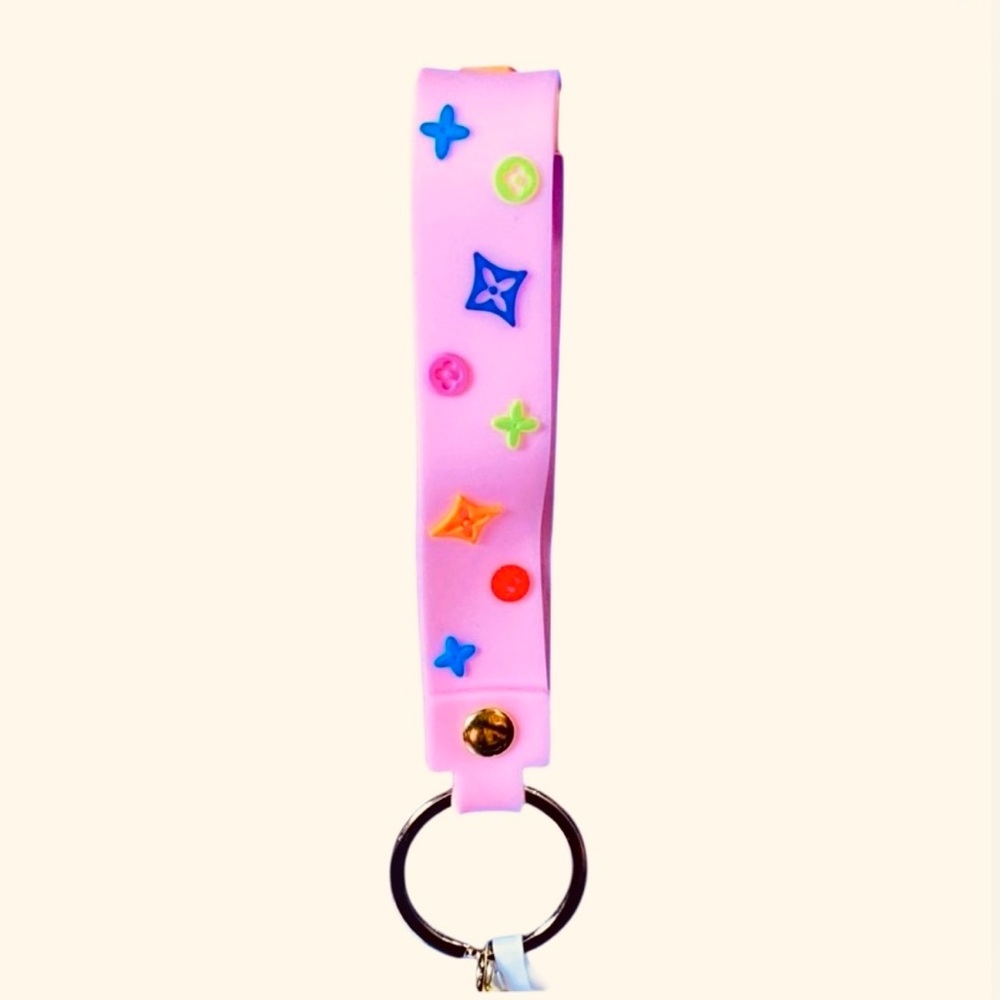 BAG CHARM/KEYCHAIN: Chocolate Brown and Pink Purse w/Wristlet, Custom. EUC - Picture 3 of 9